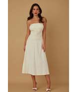 Flower Lining Linen Pattern Strapless Dress - $95.50