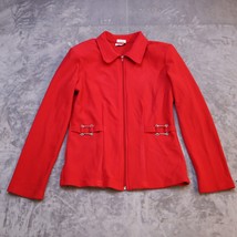 Maria Gabrielle Suit Jacket Women Medium Red Lightweight Casual Full Zip Up - $25.97