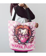 Chucky Doll &quot;Wanna Play?&quot; | Kawaii Pink Horror Tote Bag | Child&#39;s Play - €30,15 EUR