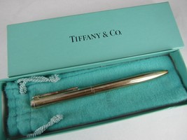 Tiffany &amp; Co. Pen T-clip Sterling Silver Box + Pouch + Authentic - £109.64 GBP