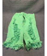 Loverly Fit Green Distressed Denim Jean shorts Woman’s Size L Style #SH8... - $9.89