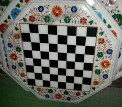 24" Marble Coffee Table Top Chess Design  Mosaic Inlaid PietraDura Handmade Gift - £657.55 GBP