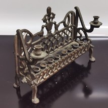 Antique Poland 1900&#39;s Judaica Bronze Menorah Hanukkah Lamp Heavy 10 Arms... - £183.14 GBP