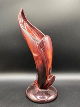 Van Briggle Ceramic Vase, Burgundy, Gold drip glaze VTG 80s USA repaired - £10.91 GBP