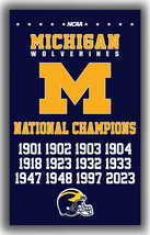 Michigan Wolverines Football National Champions Flag 90x150cm 3x5ft Best Banner - £11.94 GBP