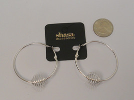Shasa Accessories Ladies Fashion Hoop Earrings Springs Silver Tones Leverbacks - £4.78 GBP