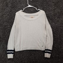 Hollister Sweater Women Small White Open Knit Cozy Soft Cute Boat Neck Top - £5.66 GBP