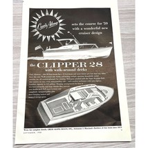 Cruis Along Clipper 28 Print Ad 1958 Vintage Boat Builder Walk Around Decks - £11.88 GBP