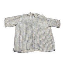 Silk Icon Shirt Men&#39;s Large Multicolor Striped Pocket Short Sleeve Button-Up - £17.50 GBP