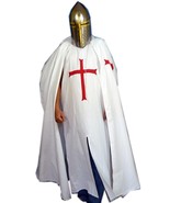 Medieval Templar Knight Crusader Tunic White Surcoat &amp; Cloak Larp costum... - £267.15 GBP