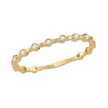 14kt Yellow Gold Womens Round Diamond Slender Stackable Band Ring 1/10 Cttw - £153.68 GBP