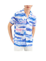 INC International Concept Men Short Sleeve Blue Combo SS Fashion Wovens Shirt XS - £29.40 GBP