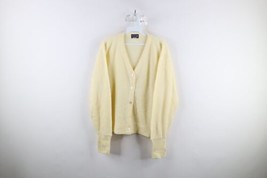 Vintage 70s Izod Womens Small Distressed Blank Knit Cardigan Sweater Cream USA - £38.72 GBP