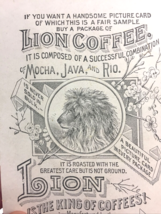 Antique Woolson Spice Co, Lion Coffee Toledo, Ohio Coffee Trade Card - £6.40 GBP