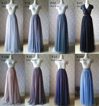 Gray Tea Length Tulle Skirt Outfit Bridesmaid Plus Size Tulle Midi Skirt image 14