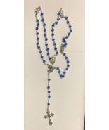 Saint Michael &amp; Archangels Blue Glass Beads Rosary,  New #MD-028 - $273.81 MXN