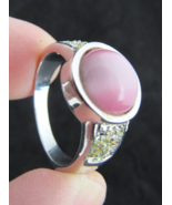 PINK CAT&#39;S EYE ladies ring jewelry womens cubic zirconia size 9 5.9g - $26.99