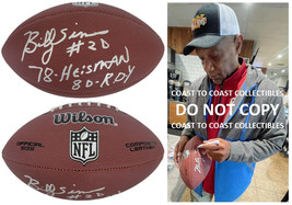 Billy Sims Signed Football Proof COA Autographed Detroit Lions Oklahoma ... - $148.49