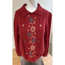 VINTAGE 90s ALFRED DUNNER Collared Embroidered Sweater Sz MP Cottagecore - £15.43 GBP