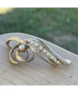 Vintage Brooch Pin Gold-Tone Faux-Pearls - $16.84 CAD