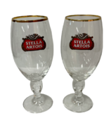 Stella Artois Stemmed Beer Glasses Set Of 2 Belgium 33CL Gently Used Nic... - £10.12 GBP