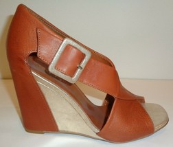 Sesto Meucci Size 10 M SALOME Brown Leather Wedge Heel Sandals New Women... - $197.01