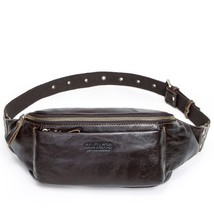 Brand new Genuine Leather men waist bag zipper bum bag for iPhone vintage Travel - £46.24 GBP