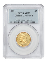 1834 $5 Classic PCGS AU55 (Crosslet 4) - $12,222.00