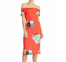 Rachel Roy Womens XS Radiant Red Cameo Floral Off The Shoulder Sheath Dress NWT - £27.60 GBP