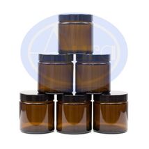 PACK of 6 - 120ml AMBER GLASS Jars with BLACK Lids for Essential Oil / A... - $47.00