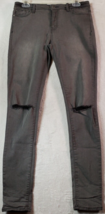 Denim &amp; Co. Jeans Womens 8 Gray Distressed Flat Front Straight Leg Medium Wash - £12.86 GBP