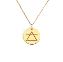 14K 9K Gold Air Alchemy Element Coin Pendant Necklace,Air Symbol Necklace,Gift - £311.04 GBP