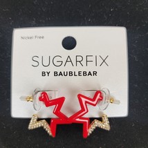 Sugarfix by Baublebar Goldtone Red Enamel &amp; Rhinestone Earrings NEW - £15.57 GBP