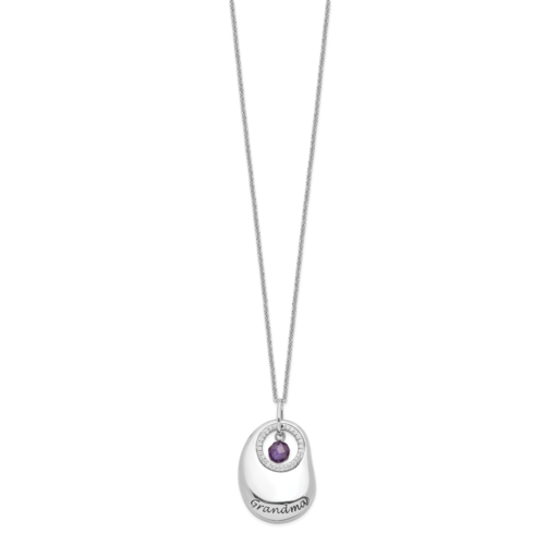 Sentimental Expressions Silver  Antiqued CZ For You Grandma 18in. Necklace QSX59 Item image 2