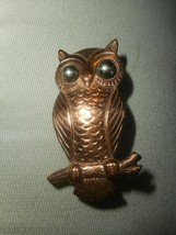 Owl On Tree Branch Pin Brooch Bell Trading Marked In Back Vintage Solid Copper - £17.90 GBP