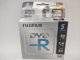 5 Discs Fujifilm 25302444 DVD-R Camcorder 1.4 GB / 30 Min 4X, For Videos Photos - £7.90 GBP