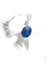 Round Cobalt Blue Earrings, Heart Cobalt Blue Earrings, Big Round Earrings,  - £17.68 GBP