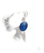 Round Cobalt Blue Earrings, Heart Cobalt Blue Earrings, Big Round Earrin... - $22.00
