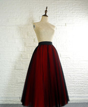 BLACK RED A-Line Pleated Tulle Skirt Women Plus Size Fluffy Full Tulle Skirt image 3