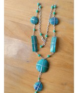 27&quot; Vintage 70s style hand made green shell chain necklace and matching ... - €8,52 EUR