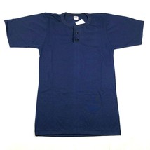 Vintage Wilson Trikot T-Shirt Jungen Jugend S BLAU Henley 2 Knopf 50/50 USA - $9.49