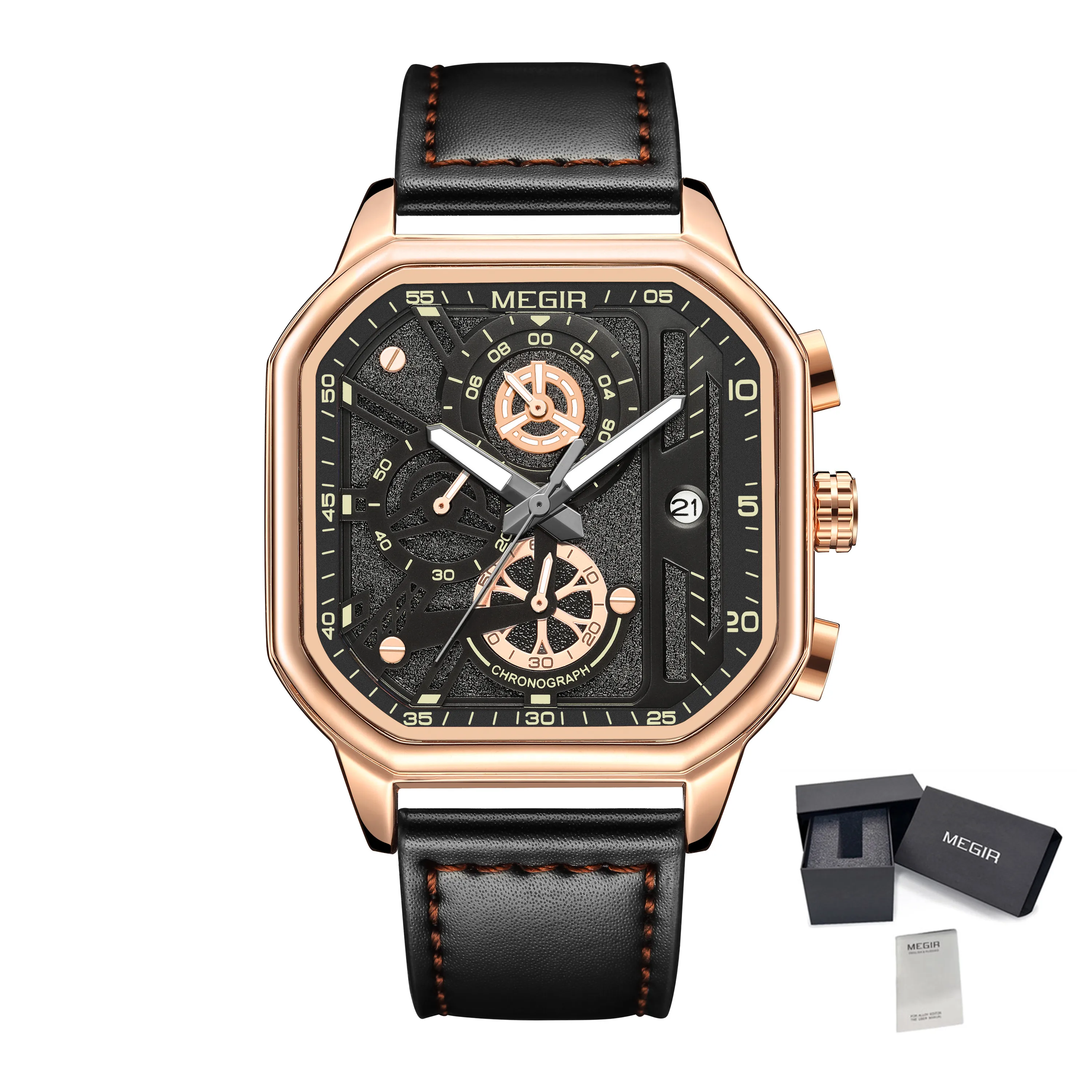 Luxury Big Dial Military Sport Wrist Watch for Men Multi-functional Quartz Chron - £22.02 GBP