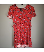 Top Shop Red Floral Flower Print Size 8 Cap Sleeve Skater Dress - £17.06 GBP