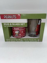Peanuts Mug And Glass Set With Snoopy New In The Box - $18.50