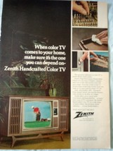 Zenith Handcrafted Color TV Magazine Advertising Print Ad Art 1969 - £3.92 GBP