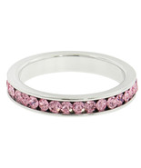 Wedding Band All Around Pink Crystal Eternity Band  Sizes 5 6 7 8 9 - £12.80 GBP