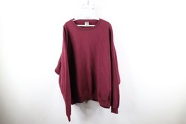 Vintage Streetwear Mens 2XL XXL Distressed Blank Crewneck Sweatshirt Maroon - £31.61 GBP