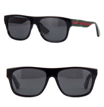 Gucci Sensual Romantic 0341 Black Green Stripe 001 Rectangle Sunglasses GG0341S - £274.60 GBP