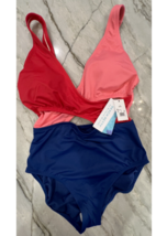 Miracle Brands (Miracle Brands) Women&#39;s 1 Piece Swimsuit; V-neck/Red; Size Large - £28.05 GBP