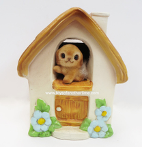 Josef Originals House Bank with Flocked Fuzzy Puppy Dog Cottage Made in ... - $18.00